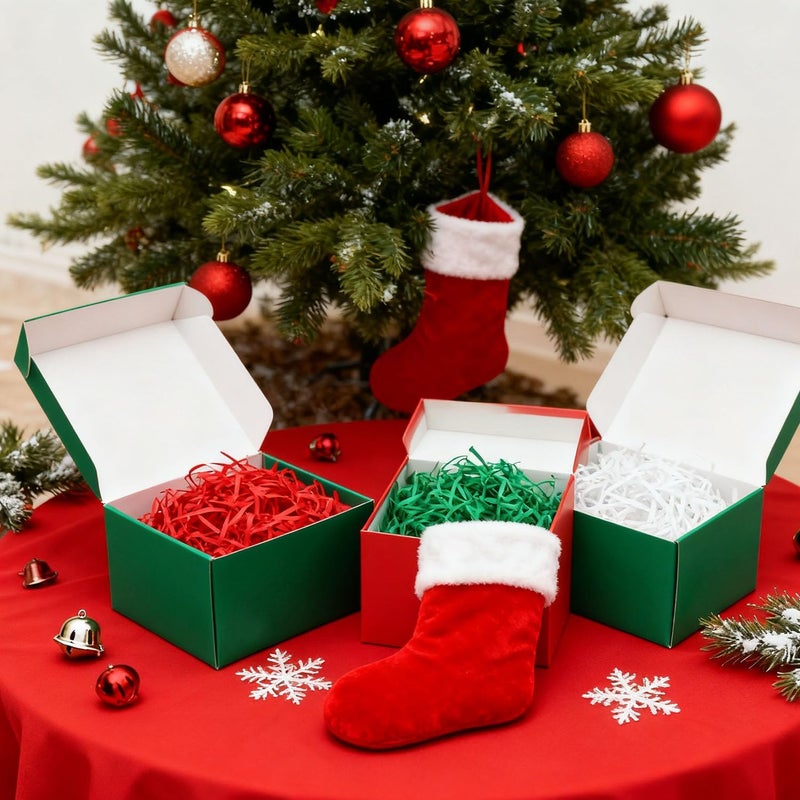 JINZOFLY Raffia Paper Shreds, 300g Shredded Paper for Gift Box, Christmas Shred Filler for Gift Wrapping & Basket Filling(Red, White, Green) - Image 3